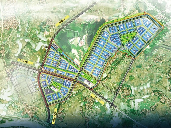 The organizational diagram of the architectural and landscape space of Hoa Yen Industrial Park. Source: Bac Giang Electronic Information Portal