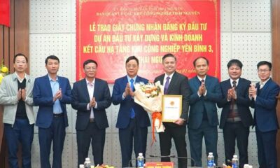 The ceremony for awarding the Investment Registration Certificate for the Yen Binh 3 Industrial Park Project in Thai Nguyen. Photo: Thai Nguyen Electronic Information Portal.