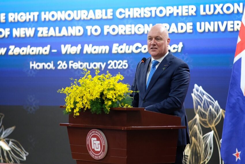 New Zealand prime minister Christopher Luxon speech at the event