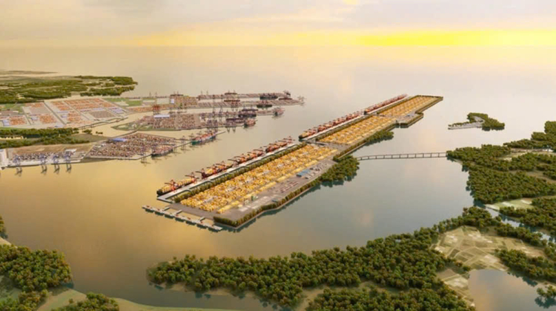 An illustration of the Can Gio International Transshipment Port in Ho Chi Minh City, southern Vietnam. 