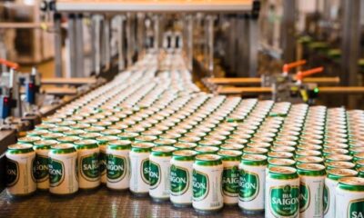 Bia Saigon Lager cans at a Sabeco factory. Photo courtesy of Sabeco.