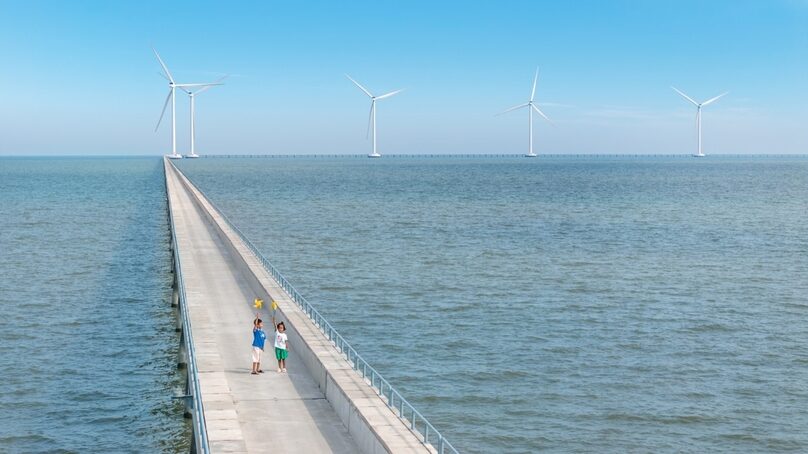 A sea-based wind power farm in Soc Trang province, the Mekong Delta, southern Vietnam. Photo courtesy of Xuan Cau Holdings.