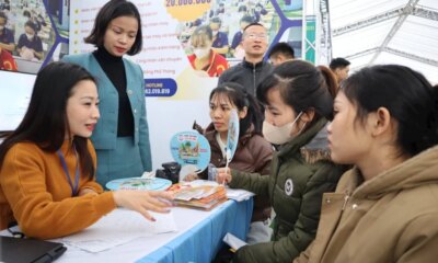 Businesses at VSIP Nghe An Industrial Park looking for workers at the Job Fair held right after the Lunar New Year 2025.