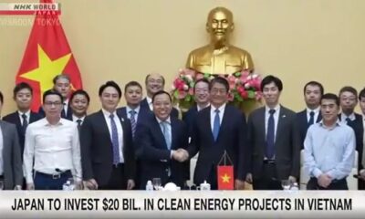 Deputy Minister of Industry and Trade Nguyen Hoang Long shakes hand with Japanese Ambassador to Vietnam Ito Naoki at a meeting in Hanoi on March 5. Photo courtesy of NHK.