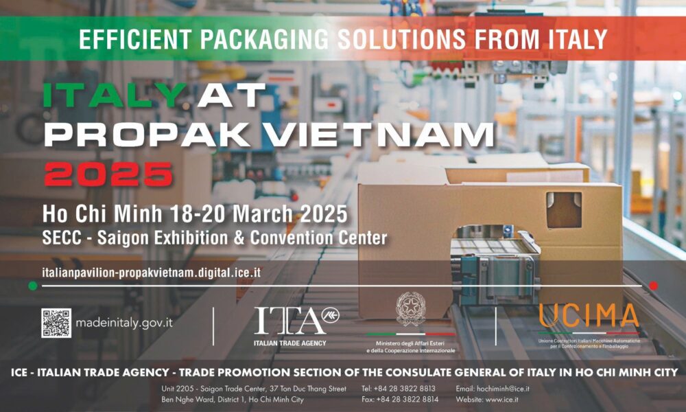 Italian firms to offer efficient packaging solutions at Propak Vietnam 2025