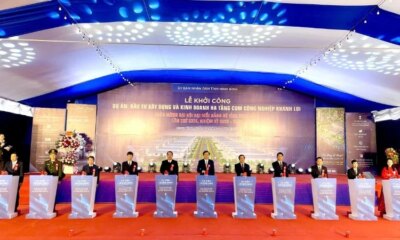 Delegates press the button to start the project of investing in infrastructure of Khanh Loi Industrial Cluster, Yen Khanh District, Ninh Binh Province.