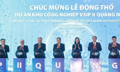 At the groundbreaking ceremony for the Vietnam – Singapore Industrial Park II (VSIP II) Quang Ngai infrastructure development project in Binh Son district on March 12. (Photo: VNA)